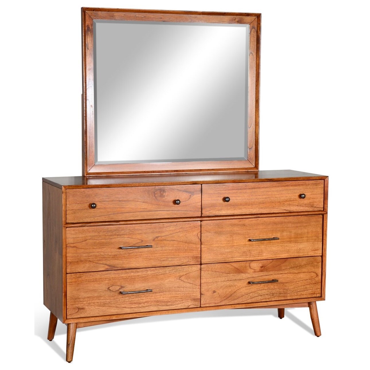 Sunny Designs American Modern MidCentury Modern Dresser and Mirror